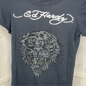 Vintage Ed Hardy Tee Embellished Lion Face